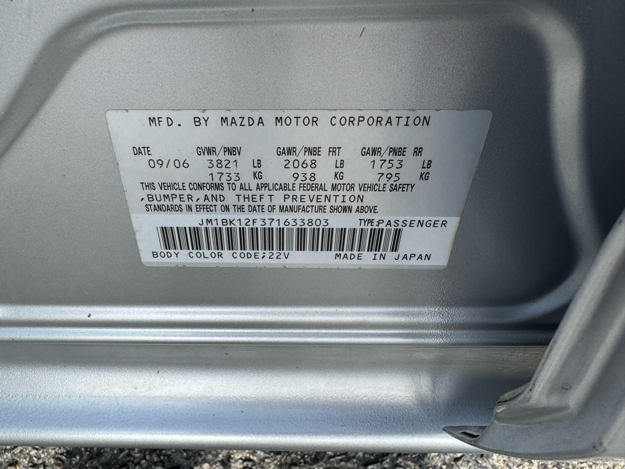 Mazda MAZDA3 4dr Sdn Auto i Touring 2007