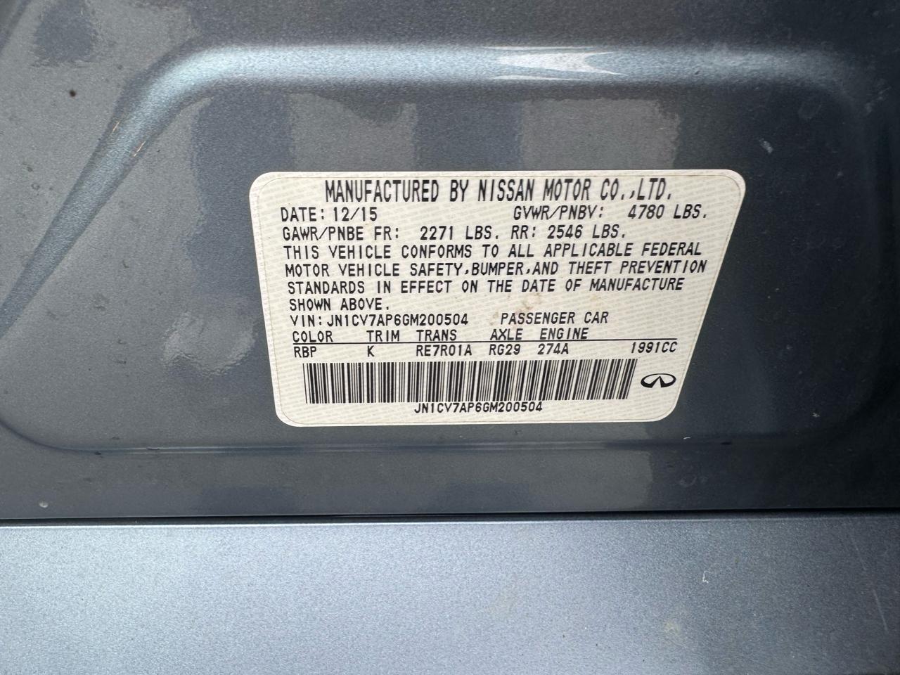 Infiniti Q50 4dr Sdn 2.0t Premium RWD 2016