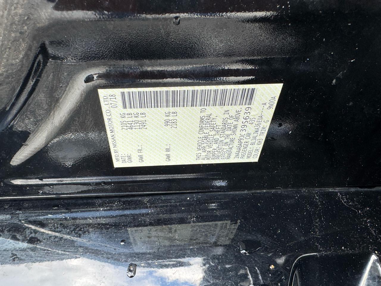 Nissan Maxima SV 3.5L 2018