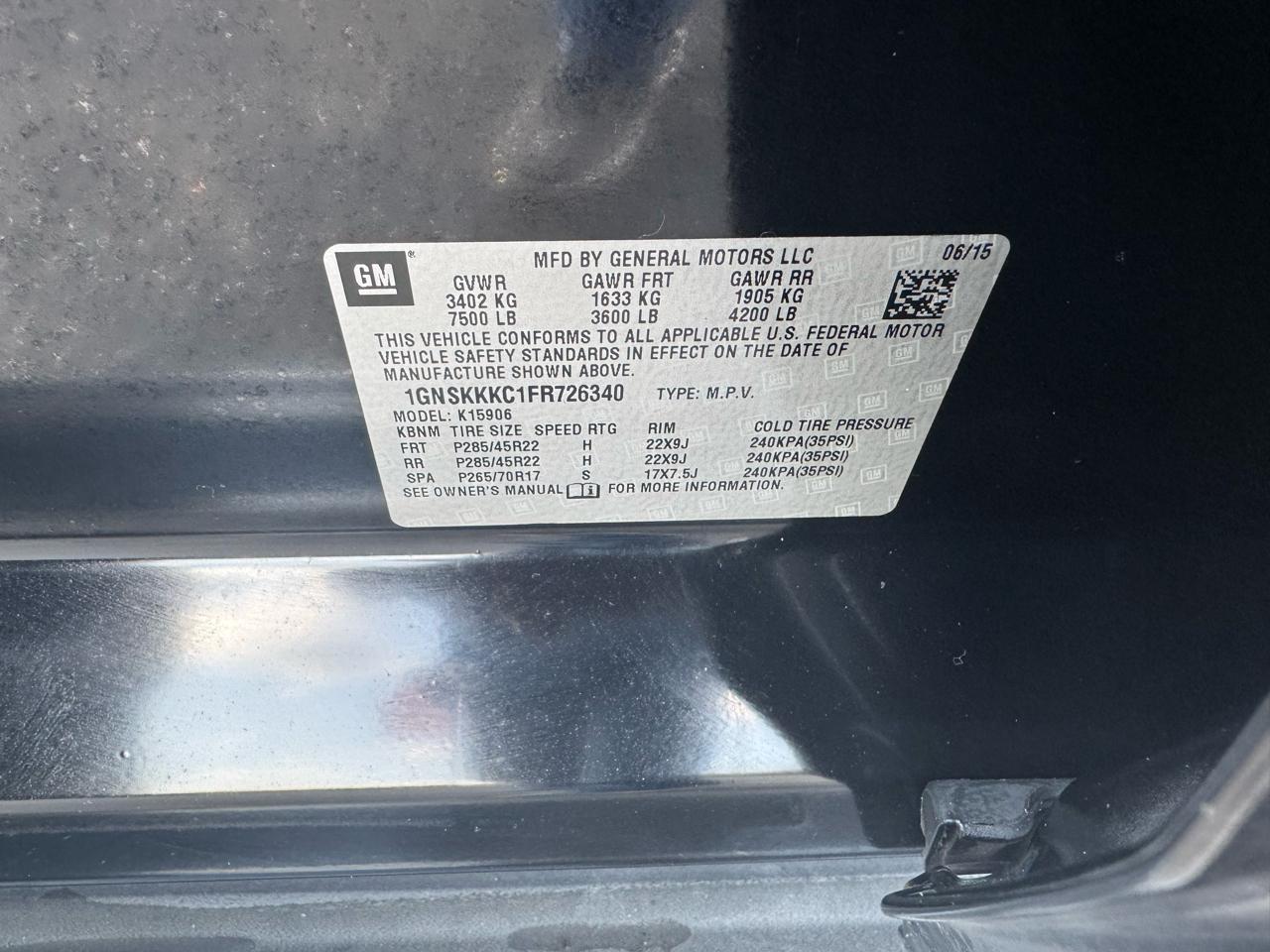 Chevrolet Suburban 4WD 4dr LTZ 2015