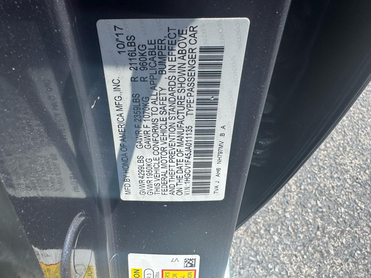 Honda Accord Sedan EX 1.5T CVT 2018