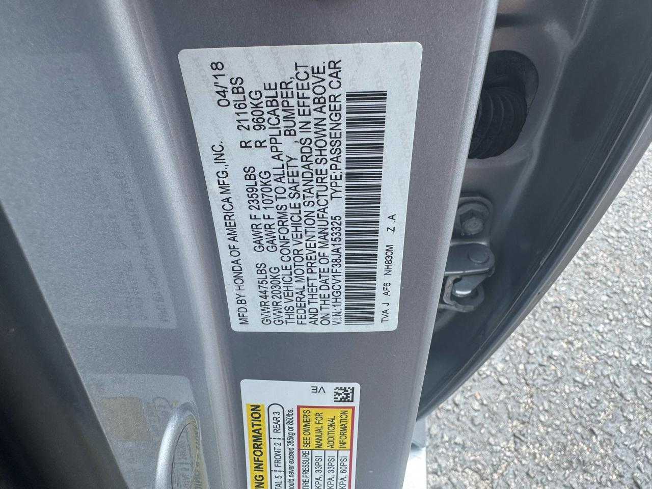 Honda Accord Sedan Sport 1.5T CVT 2018