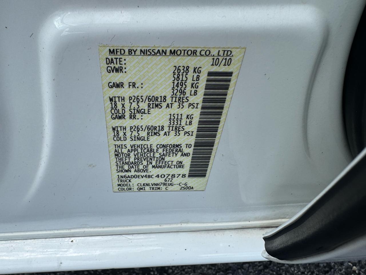 Nissan Frontier 4WD Crew Cab SWB Auto SL 2011