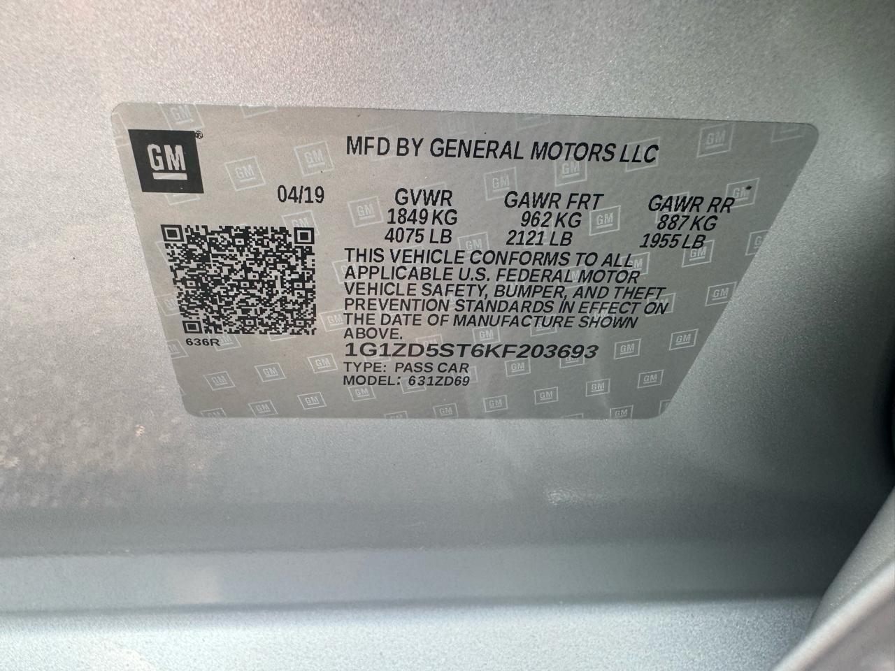 Chevrolet Malibu 4dr Sdn LT w/1LT 2019