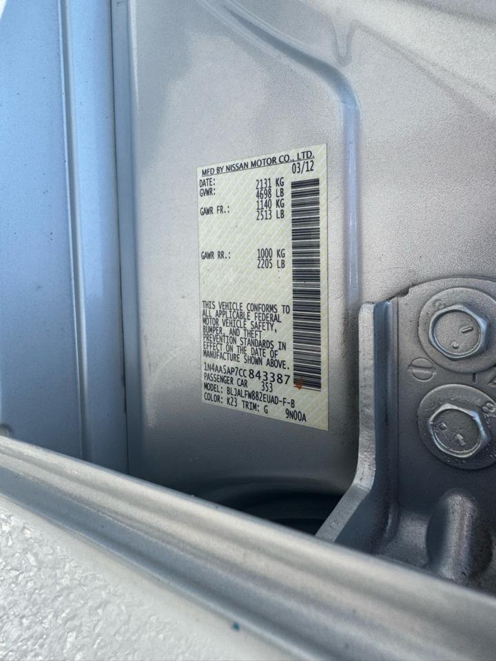 Nissan Maxima 4dr Sdn V6 CVT 3.5 SV 2012