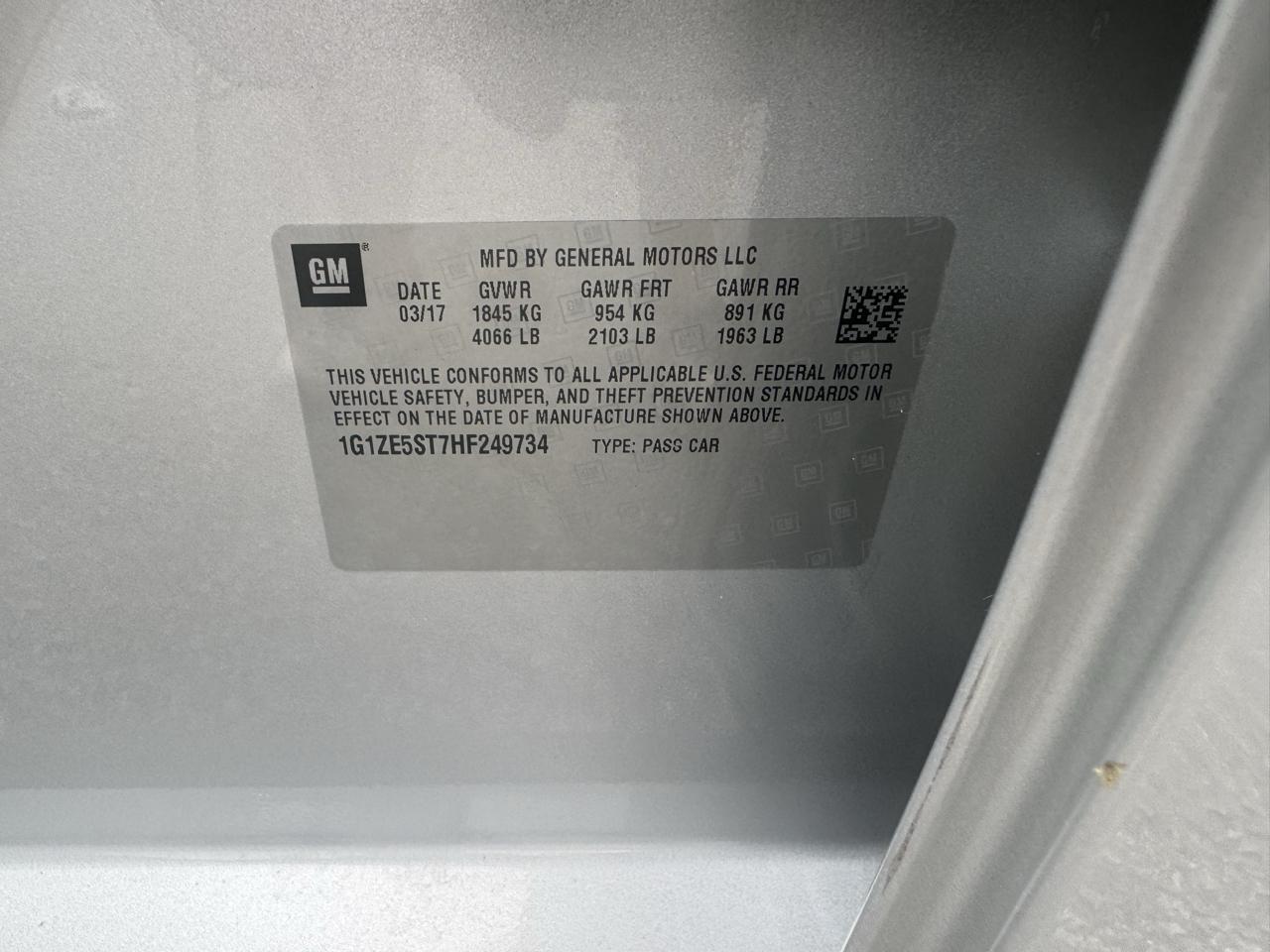 Chevrolet Malibu 4dr Sdn LT w/1LT 2017