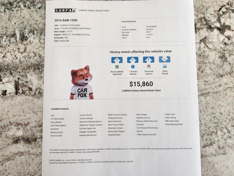 RAM 1500 Tradesman Quad Cab 2WD 2016