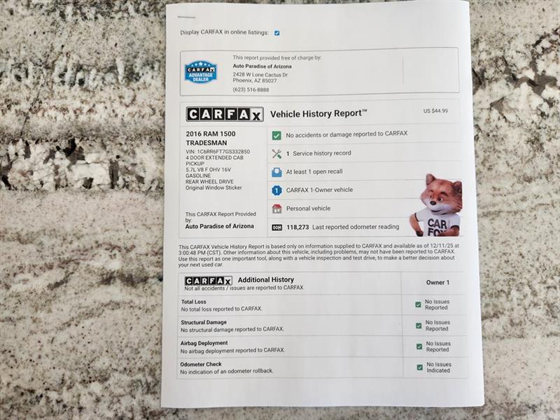 RAM 1500 Tradesman Quad Cab 2WD 2016