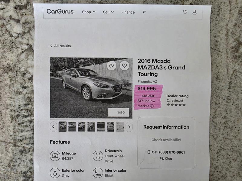 Mazda MAZDA3 s Grand Touring 2016