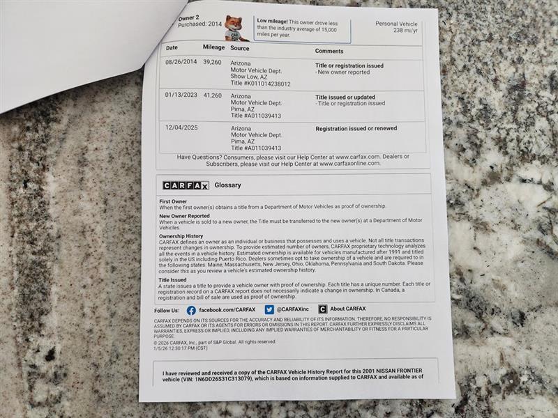 Nissan Frontier XE King Cab 2WD 2001