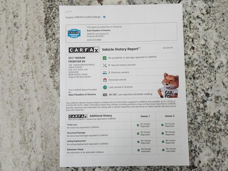 Nissan Frontier S Crew Cab 5AT 2WD 2017