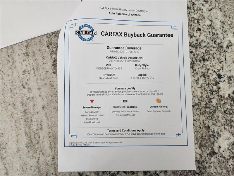 Nissan Frontier S Crew Cab 5AT 2WD 2017