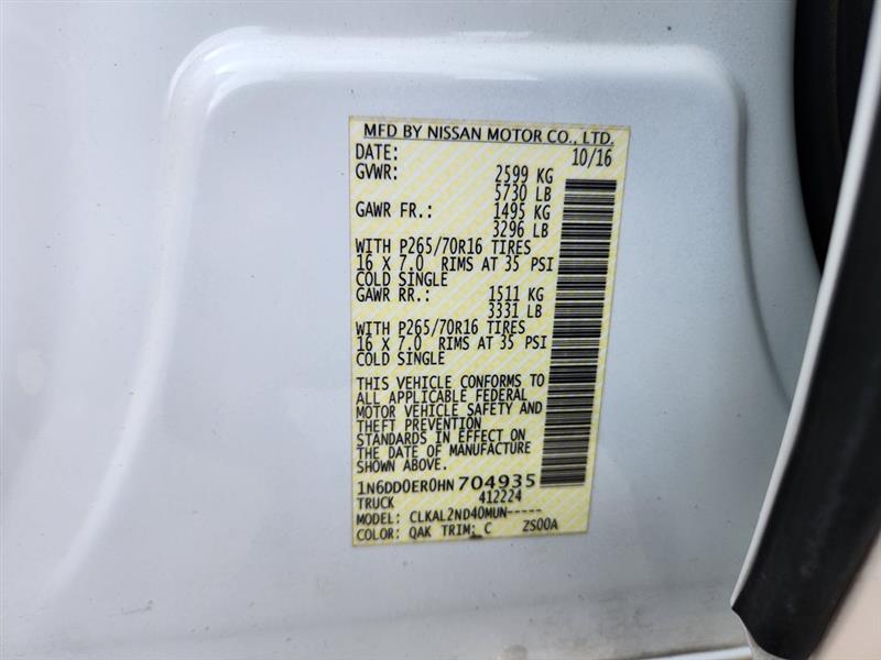 Nissan Frontier S Crew Cab 5AT 2WD 2017