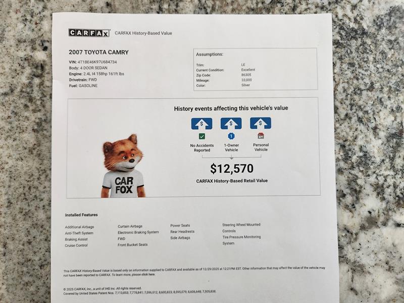 Toyota Camry XLE 2007