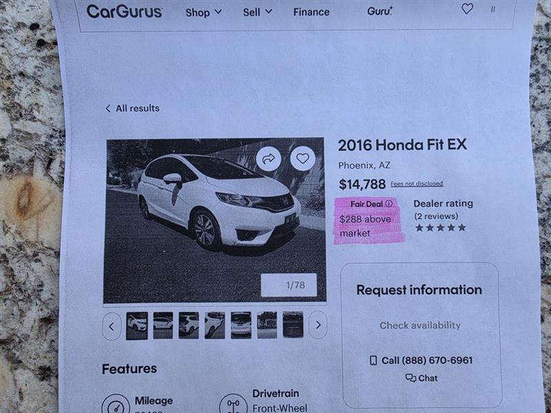 Honda Fit EX CVT 2016