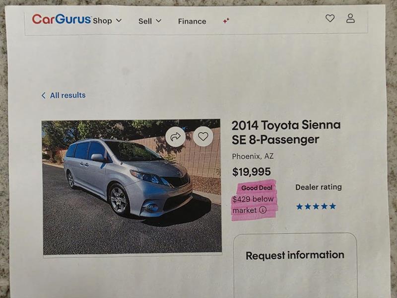 Toyota Sienna SE 8-Passenger 2014