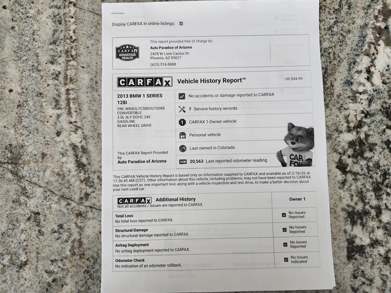 BMW 1-Series 128i Convertible 2013