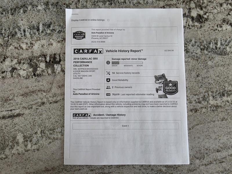 Cadillac SRX Performance Collection FWD 2016