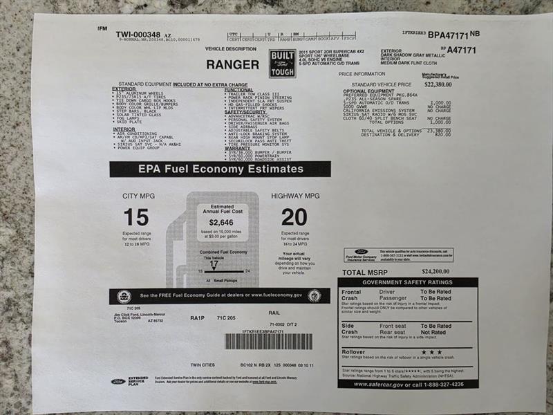 Ford Ranger Sport SuperCab 2WD 2011