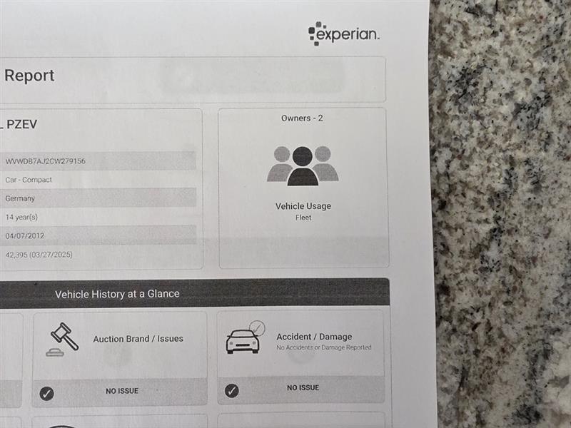 Volkswagen Golf 2.5L Conv & Sunroof 4 Door PZEV 2012