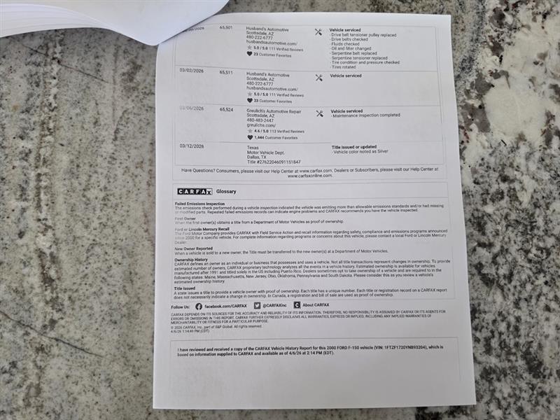 Ford F-150 XL Reg. Cab Long Bed 2WD 2000