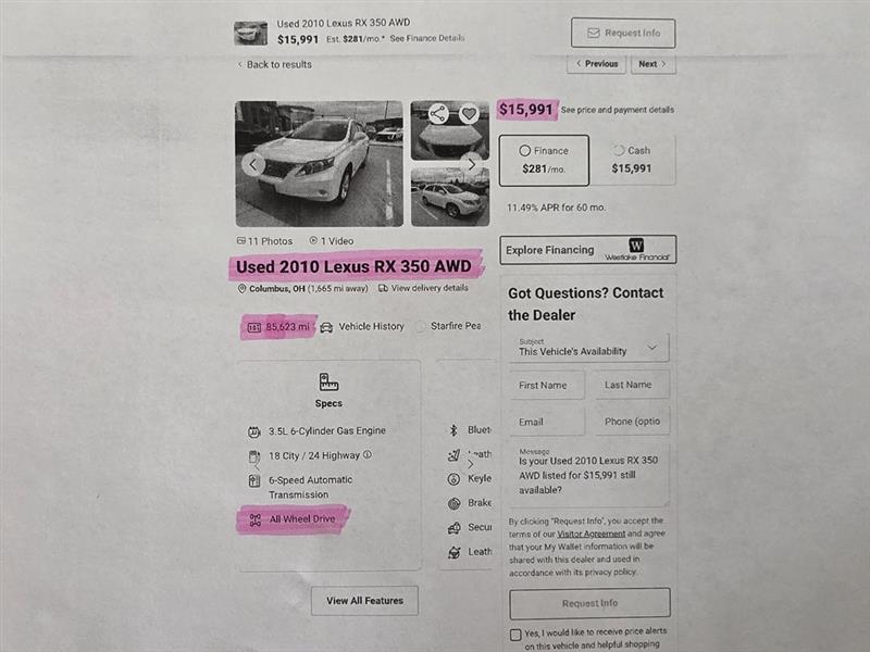 Lexus RX 350 AWD 2010