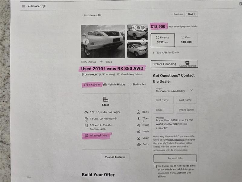 Lexus RX 350 AWD 2010