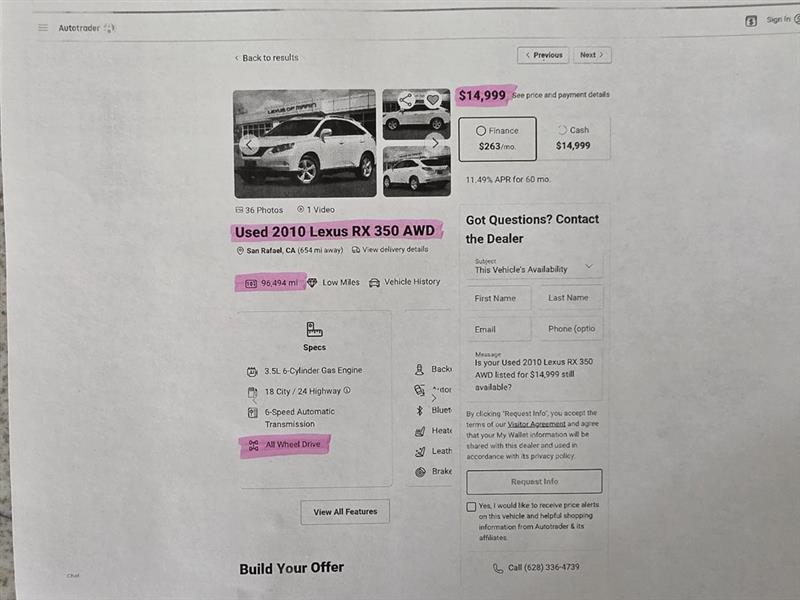 Lexus RX 350 AWD 2010