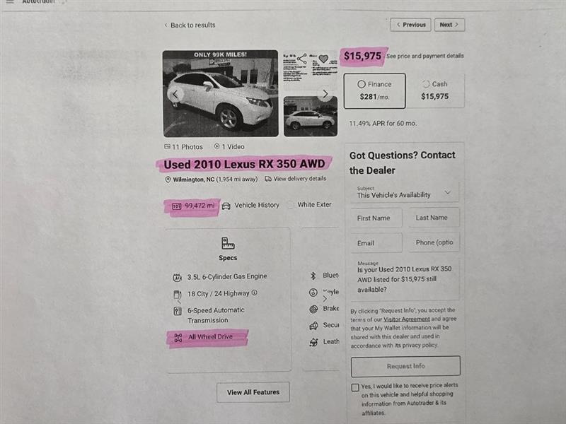 Lexus RX 350 AWD 2010