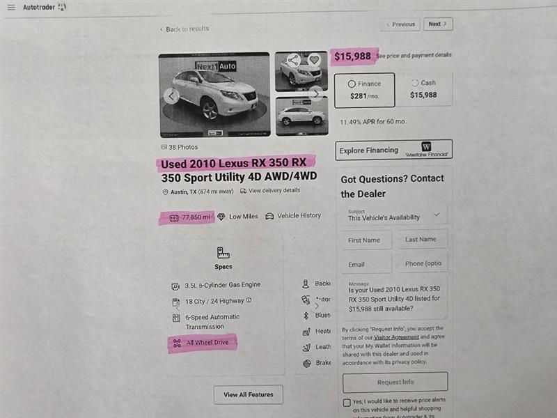 Lexus RX 350 AWD 2010