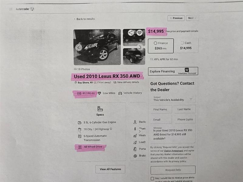 Lexus RX 350 AWD 2010