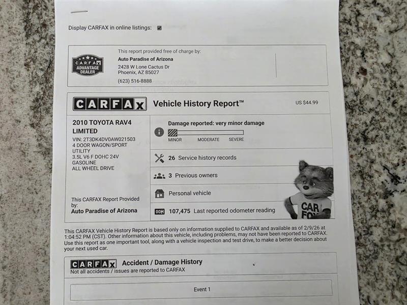 Toyota RAV4 Limited V6 4WD 2010