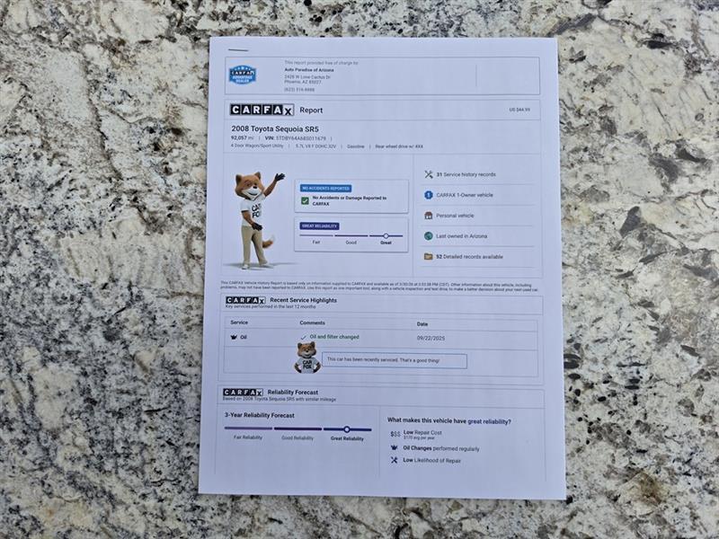 Toyota Sequoia SR5 5.7L 4WD 2008