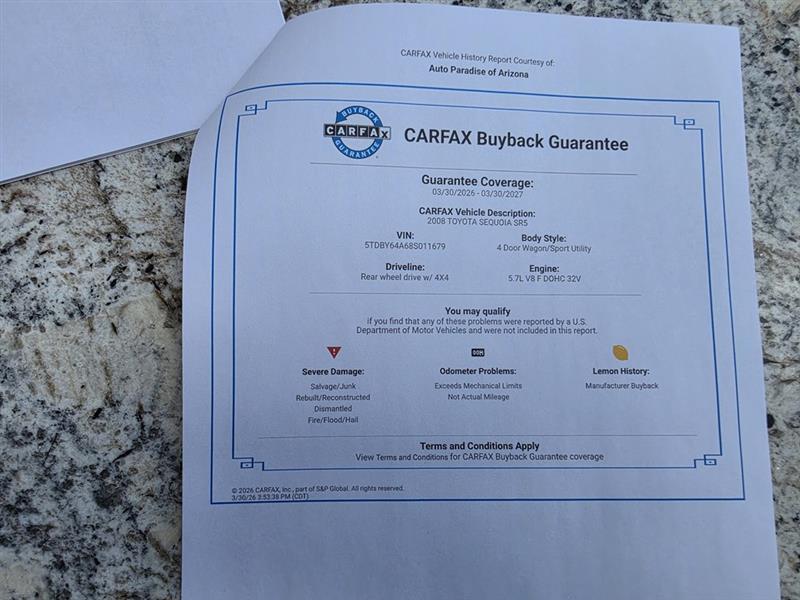 Toyota Sequoia SR5 5.7L 4WD 2008