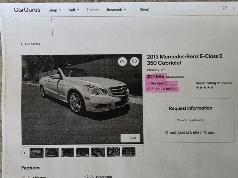 Mercedes-Benz E-Class 2dr Cabriolet E 350 RWD 2013