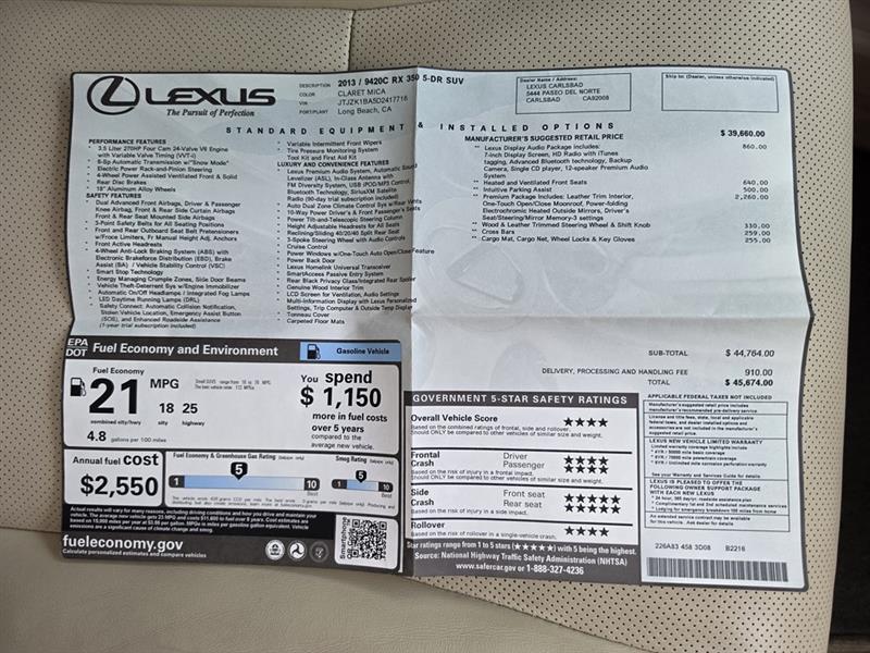 Lexus RX 350 FWD 2013