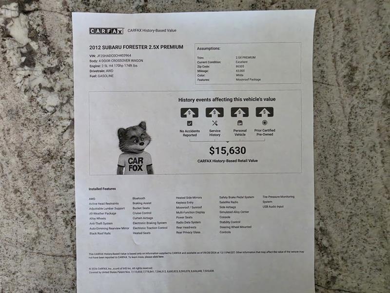 Subaru Forester 2.5X Premium 2012