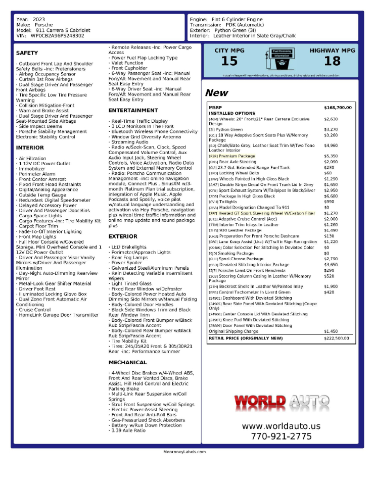 Porsche 911 Carrera S Cabriolet 2023