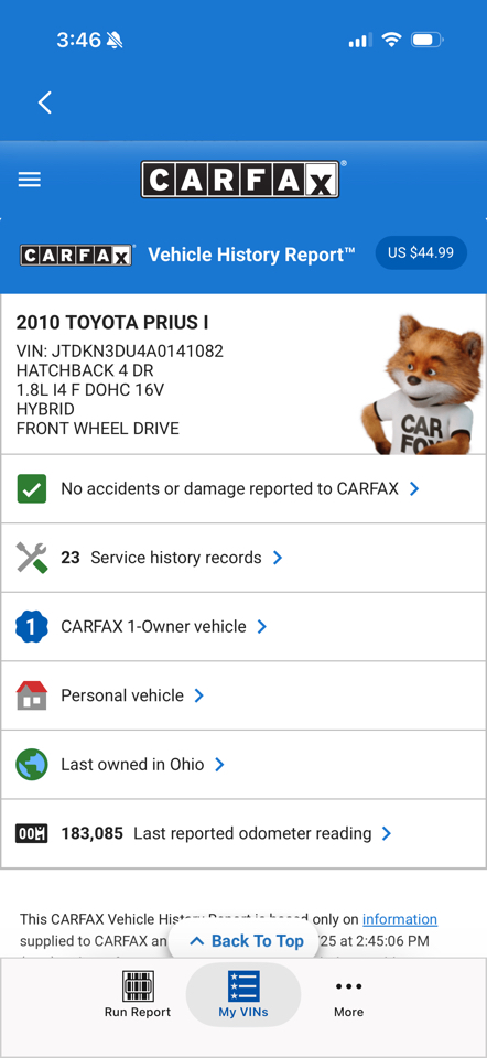 Toyota Prius Prius V 2010