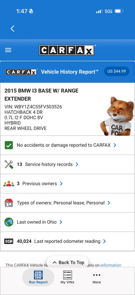 BMW i3 Base w/Range Extender 2015