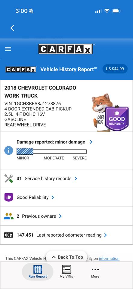 Chevrolet Colorado Work Truck Ext. Cab 2WD 2018