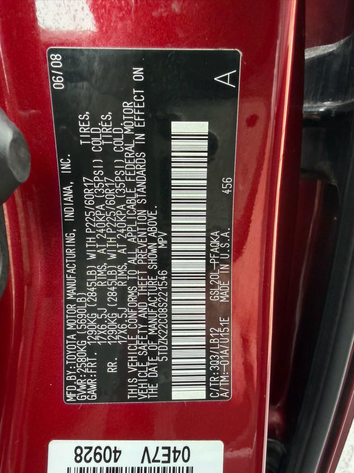 Toyota Sienna XLE Limited FWD 2008