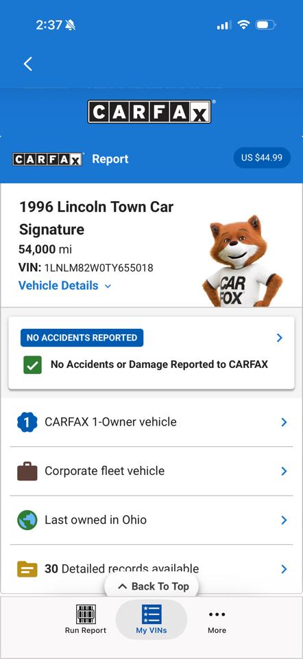 Lincoln Town Car Signature 1996