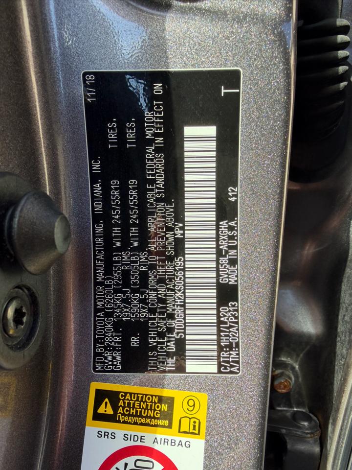 Toyota Highlander Hybrid Limited AWD 2019