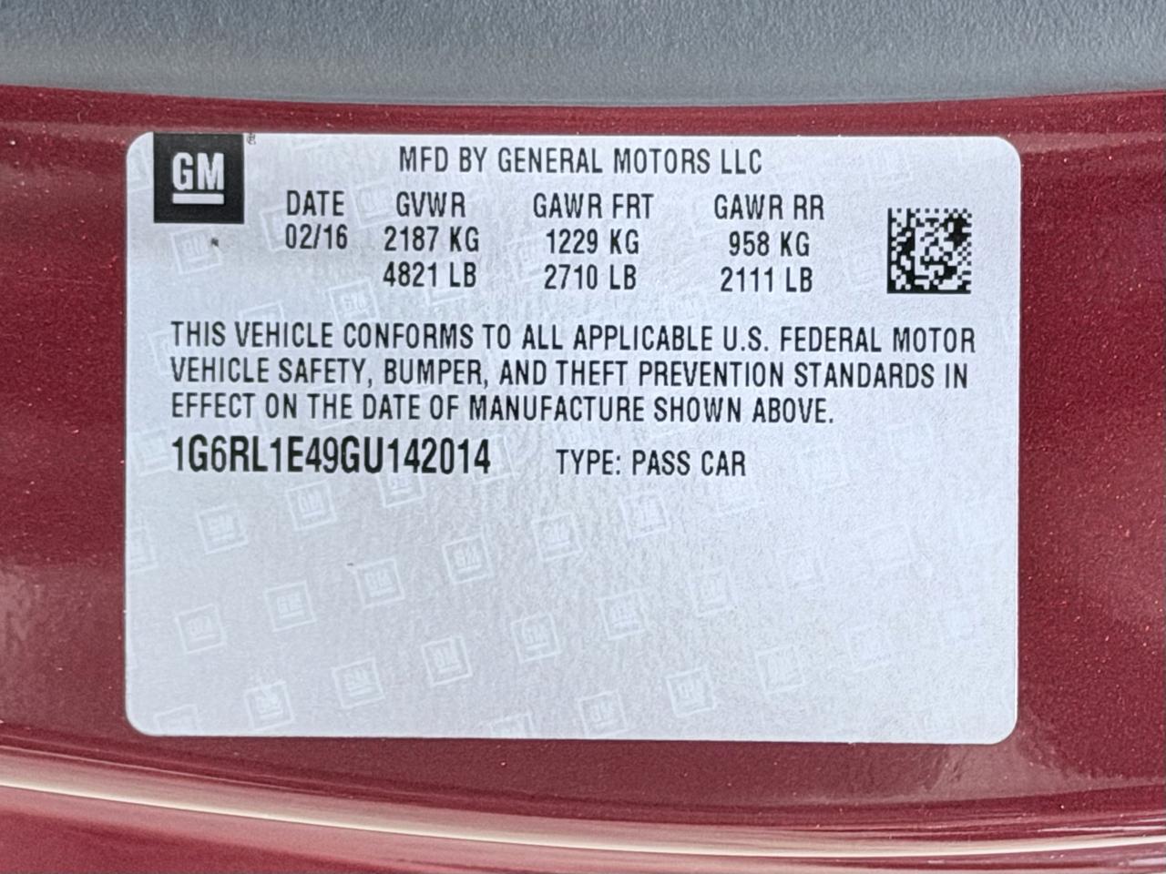 Cadillac ELR 2dr Cpe 2016