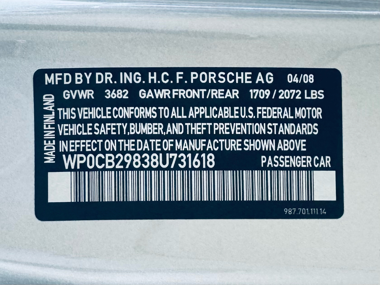 Porsche Boxster 2dr Roadster RS 60 Spyder 2008