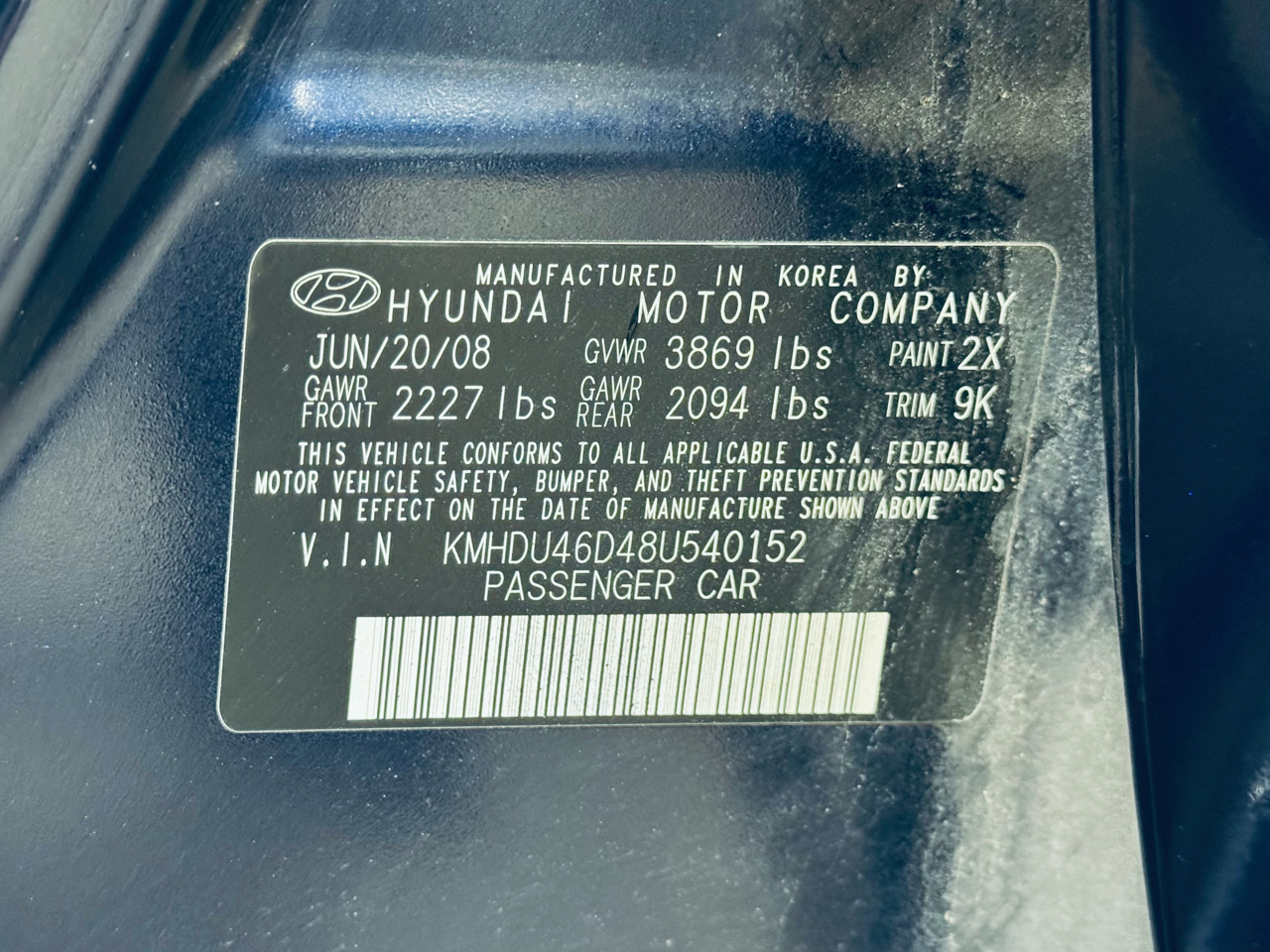 Hyundai Elantra SE 4D Sedan 2008