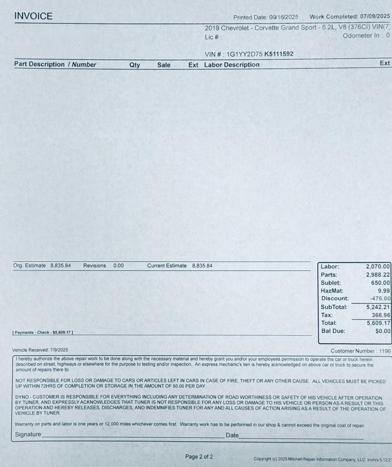 Chevrolet Corvette 2dr Grand Sport Cpe w/2LT 2019