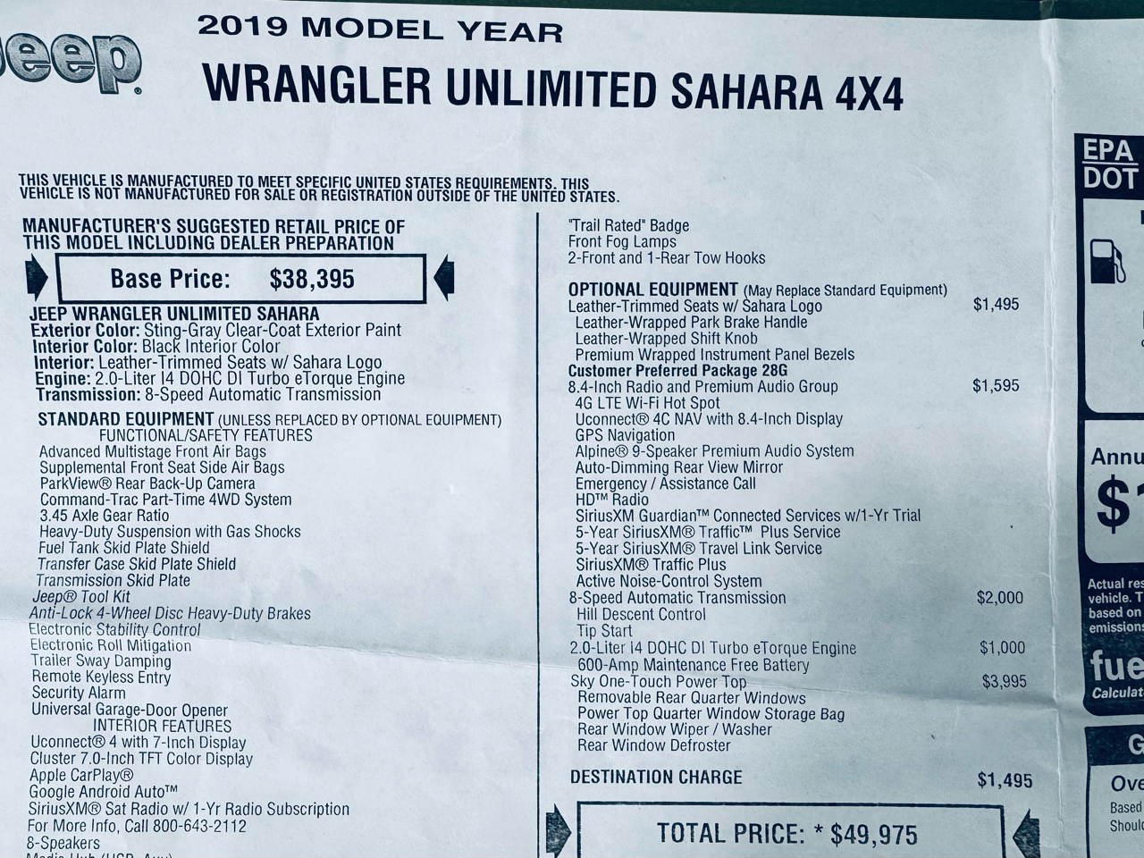 Jeep Wrangler Unlimited Sahara 4x4 2019