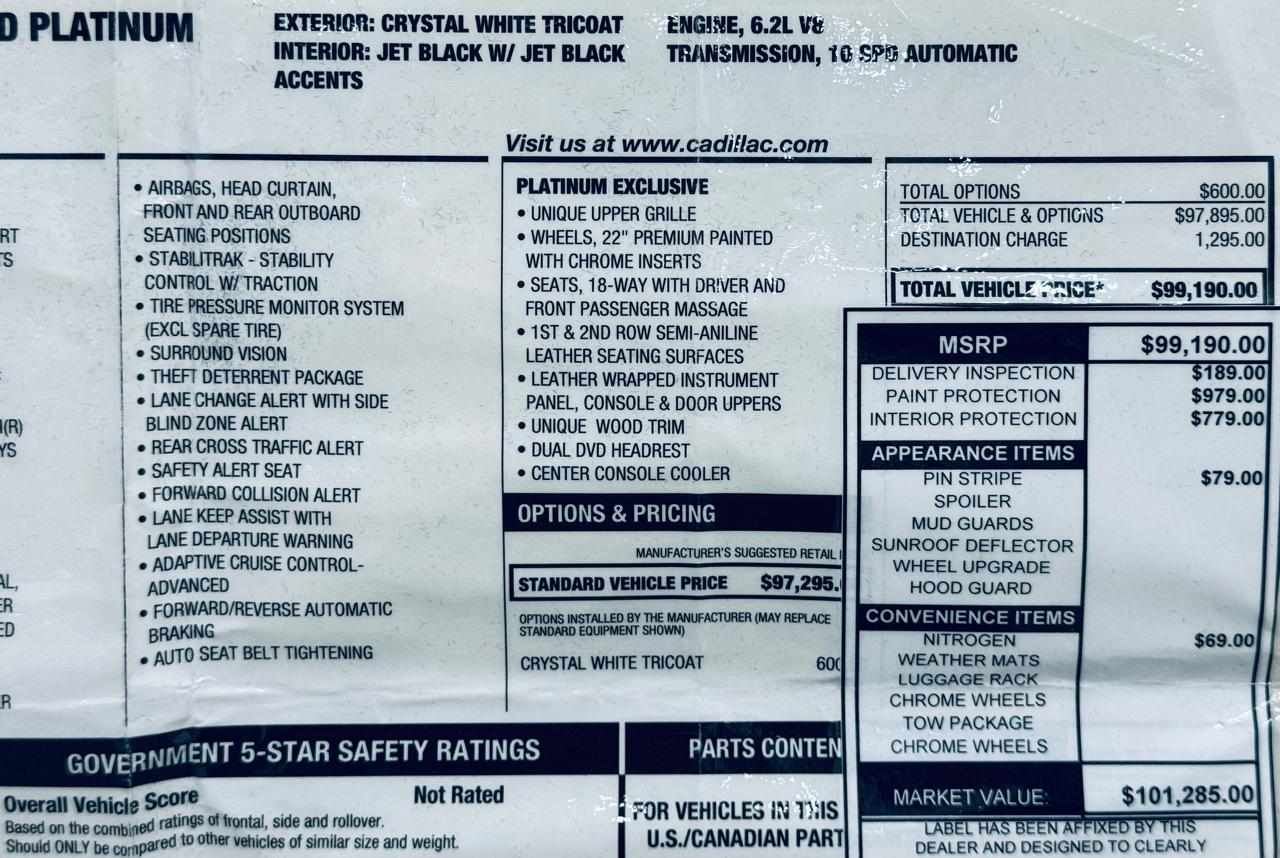 Cadillac Escalade 4WD 4dr Platinum 2019